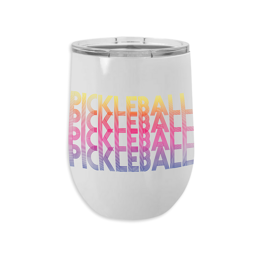 12 oz Stemless Wine Tumbler - Pickleball Rainbow