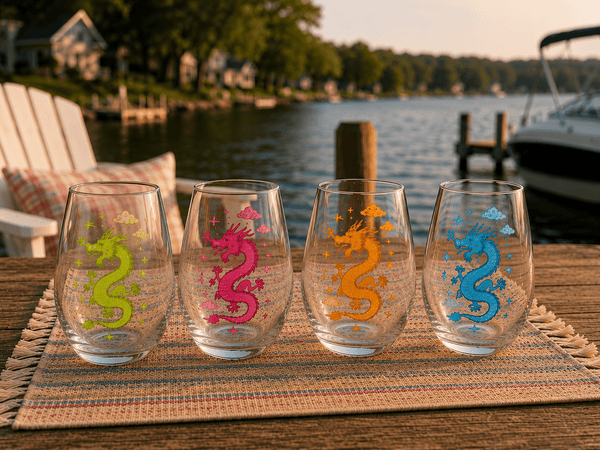 Mahjong Acrylic Wine Glasses Set of 4