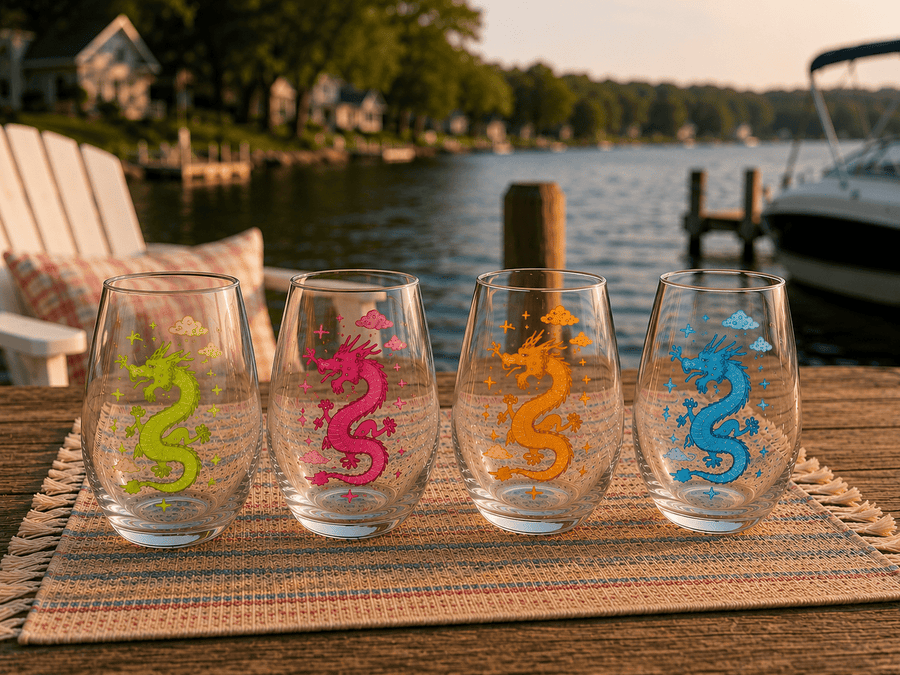 Mahjong Acrylic Wine Glasses Set of 4