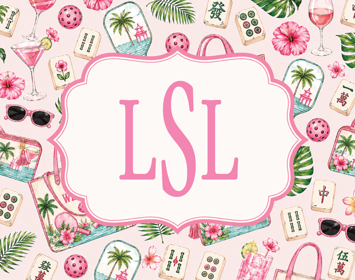 Personalized Mahjong Card Insert – Custom Pattern, Frame & Monogram