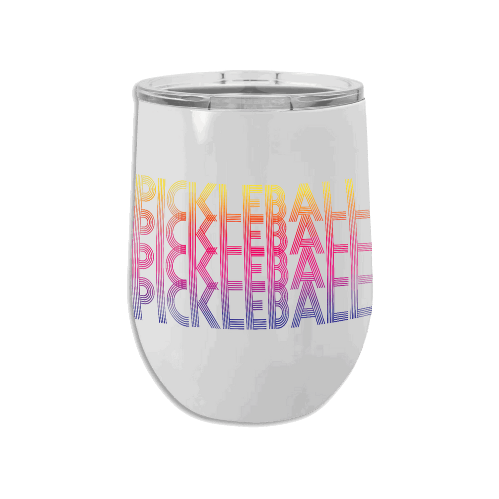 12 oz Stemless Wine Tumbler - Pickleball Rainbow - ByDesignCanada
